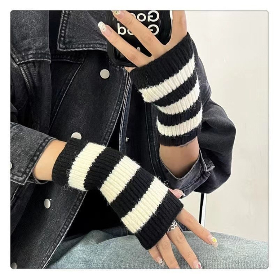 Fingerless Glove Knit - Accesorios Y2k, Guantes de Punto Cálidos