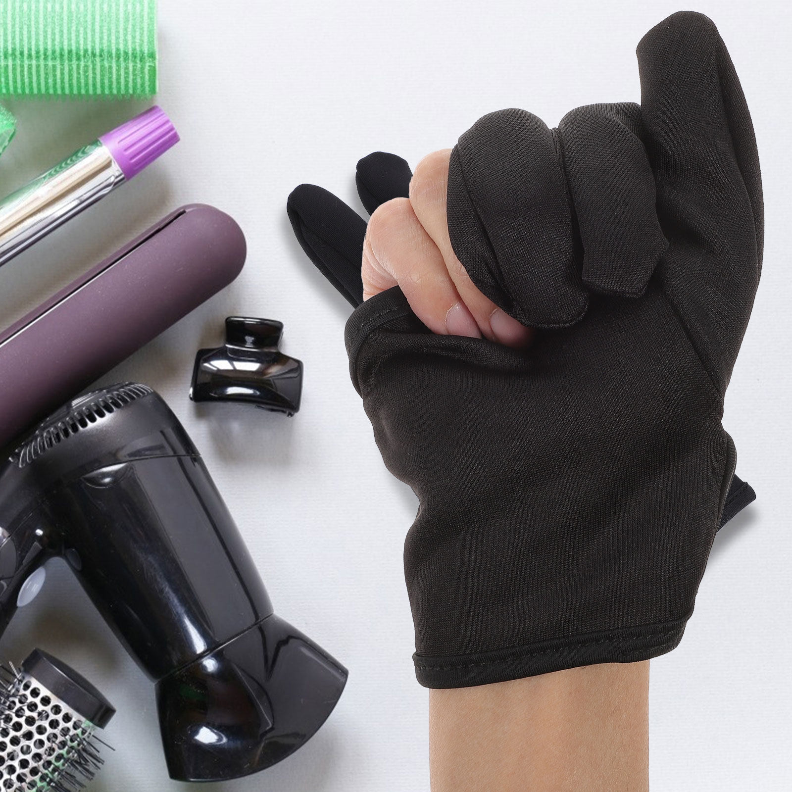 Heat Resistant Glove - Guante de Peluquería de 3 Dedos,