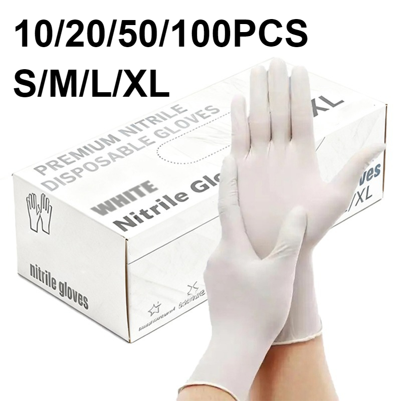 Nitrile Mechanic Glove - Guantes de nitrilo blancos desechables para