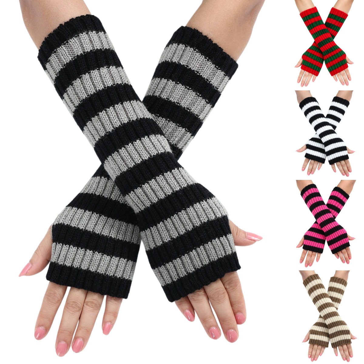 Fingerless Glove Knit - Calentadores de brazos sin dedos a