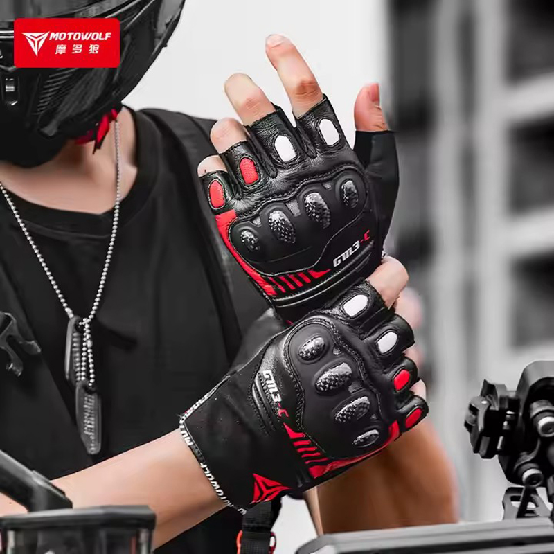 Guantes de medio dedo para mot - Motorcycle Glove Knuckle reseña y precio