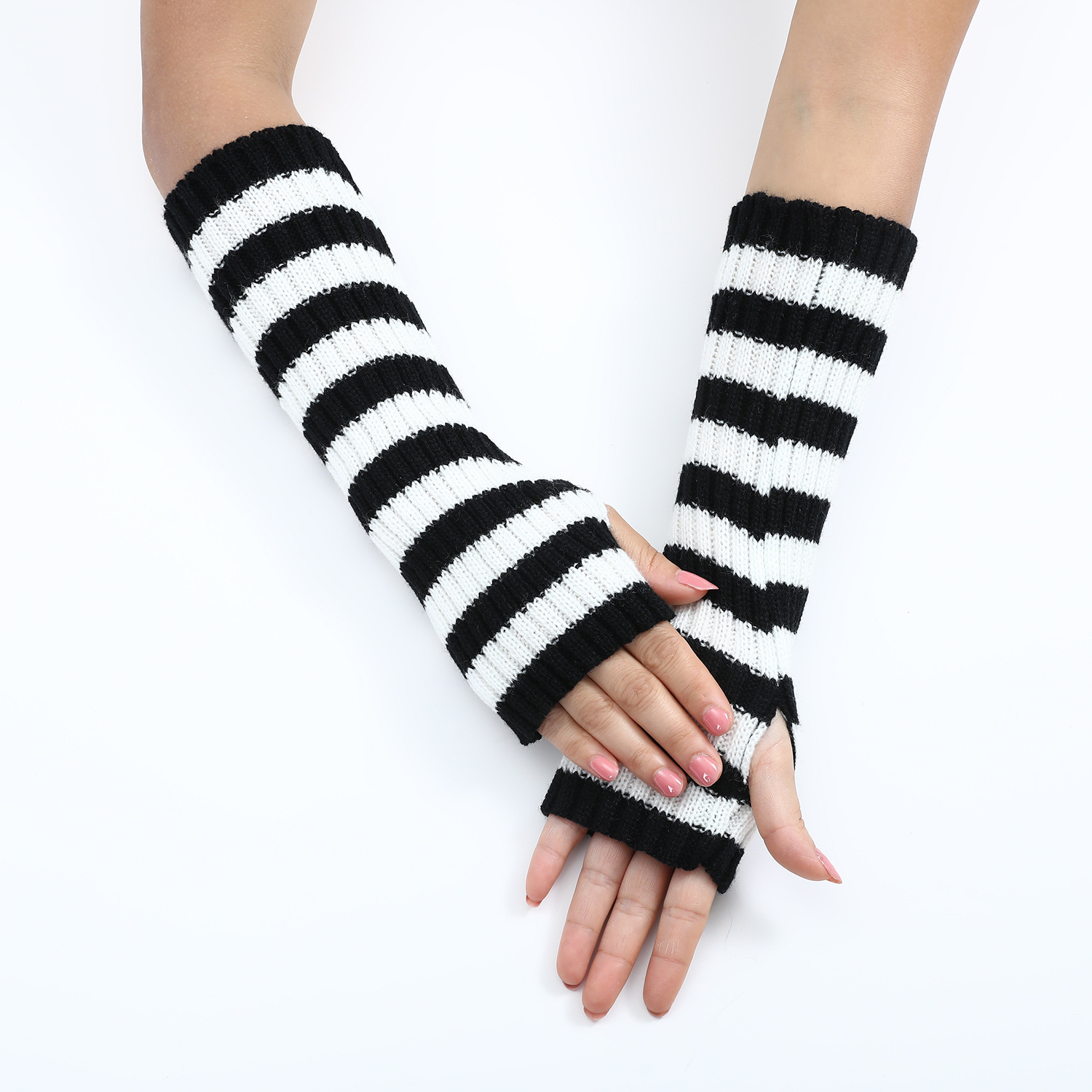 Calentadores de brazos sin ded - Fingerless Glove Knit reseña y precio